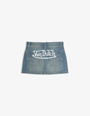 Купить Bershka Джинсовая юбка-шорты мини с вышивкой VON DUTCH