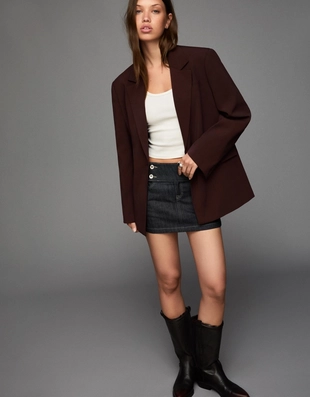 Brown|6537/710 - Bershka Блейзер с полосками на спине