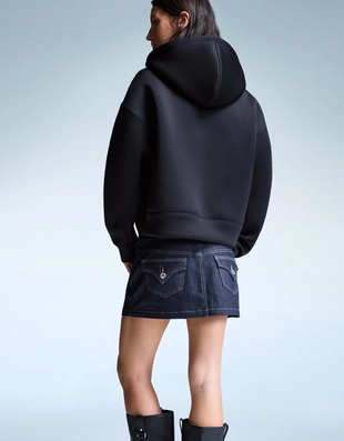 Толстовка оверсайз на молнии, с эффектом неопрена- Заказать в России