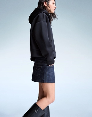 Толстовка оверсайз на молнии, с эффектом неопрена- Заказать в России