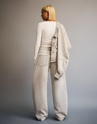 Grey|0018/335 - Bershka Джинсы BARREL с широкими штанинами