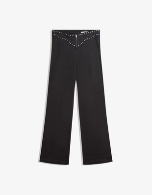 Брюки с декоративными заклепками на поясе и молнией- Заказать в России