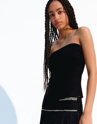 Black|3672/360 - Bershka Топ бандо со сборками