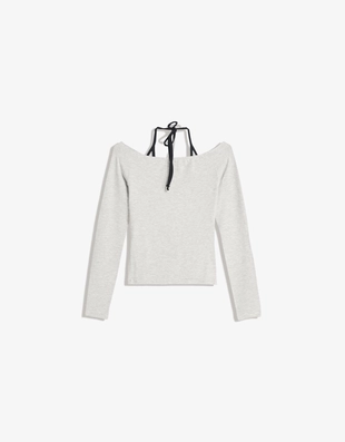Grey|7833/360 - Bershka Лонгслив с горловиной халтер