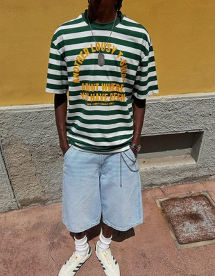 Light blue|3333/180 - Bershka Джинсовые шорты-бермуды в скейтерском стиле