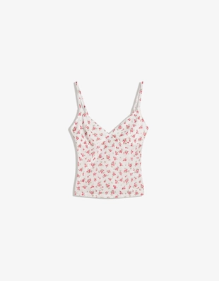 Топ на бретелях из сетчатой ткани с принтом- Заказать в России