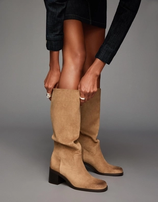 Купить Bershka Сапоги на каблуке с эффектом потертости