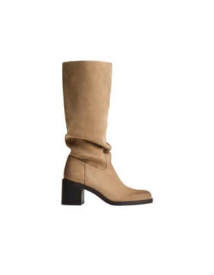 Сапоги на каблуке с эффектом потертости- Заказать в России