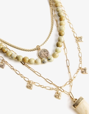 Gold|9378/678 - Bershka Набор из четырех ожерелий с подвесками
