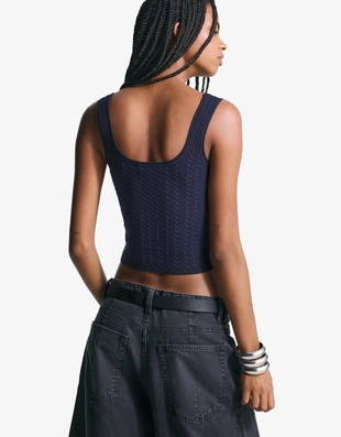 Топ на бретелях с узором «косы»- Заказать в России