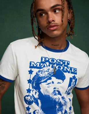 Футболка с короткими рукавами и принтом POST MALONE- Заказать в России