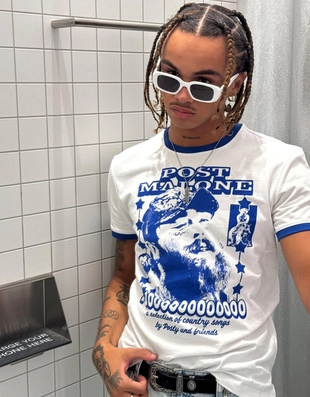 Футболка с короткими рукавами и принтом POST MALONE- Заказать в России