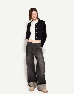 Укороченная джинсовая куртка- Заказать в России