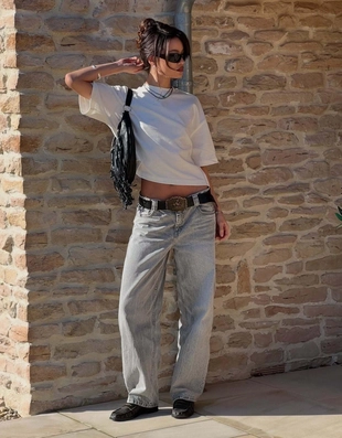 Купить Bershka Джинсы с широкими штанинами и низкой посадкой