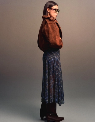 Юбка миди асимметричного кроя в клетку- Заказать в России