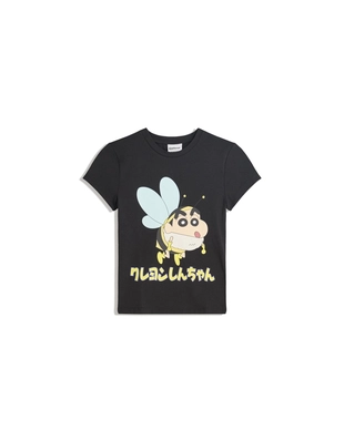 Black|7611/071 - Bershka Футболка с короткими рукавами и принтом SHIN CHAN