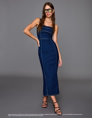 Длинное джинсовое платье- Заказать в России