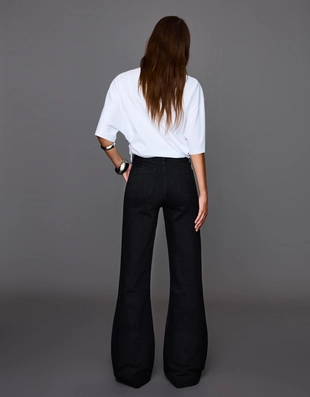 Бесшовные джинсы с широкими штанинами и карманами- Заказать в России