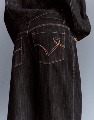 Black|0024/156 - Bershka Жаккардовые джинсы-бойфренды