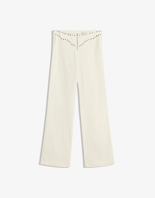 Брюки с декоративными заклепками на поясе и молнией- Заказать в России