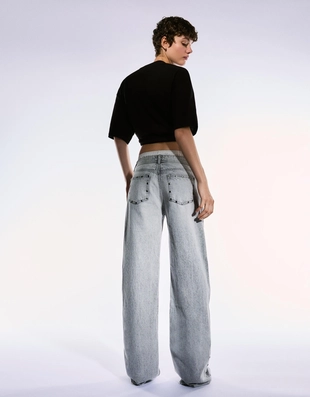 Grey|5264/534 - Bershka Джинсы свободного кроя с заклёпками-звёздами