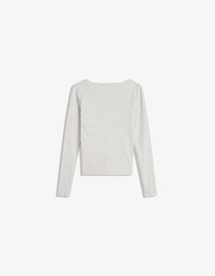Grey|7543/205 - Bershka Футболка с длинными рукавами и V-образным вырезом