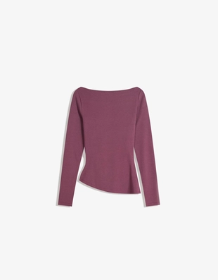 Violet|7545/360 - Bershka Футболка асимметричного кроя с длинным рукавом