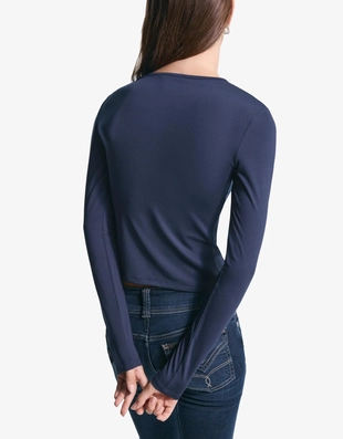 Купить Bershka Футболка с длинными рукавами и пуговицами