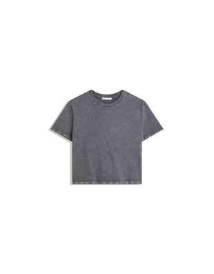 Dark grey|7623/173 - Bershka Футболка с люверсами с короткими рукавами