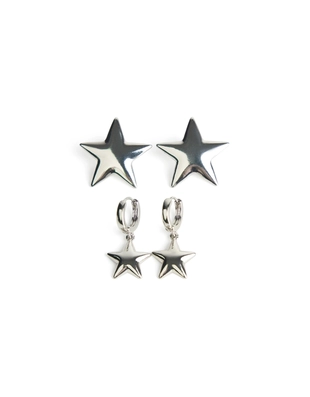 Silver|9483/678 - Bershka Набор из двух пар серег «звезда»