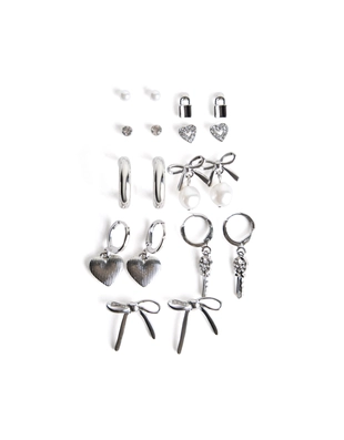 Silver|9485/023 - Bershka Набор из девяти пар серег