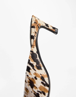 ANIMAL PRINT LEATHER HIGH-HEEL MULES- Заказать в России