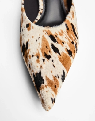 ANIMAL PRINT LEATHER HIGH-HEEL MULES- Заказать в России