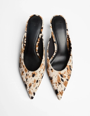 ANIMAL PRINT LEATHER HIGH-HEEL MULES- Заказать в России
