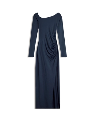 Платье миди асимметричного кроя с длинными рукавами- Заказать в России