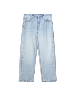 Джинсы свободного кроя с декоративными заклепками- Заказать в России