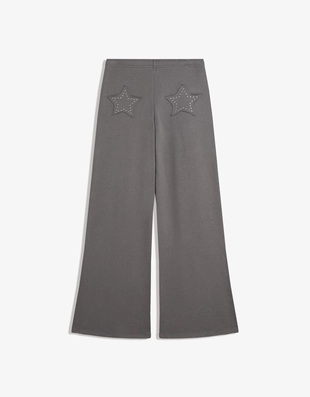 Grey|5121/360 - Bershka Брюки из мягкой ткани с декоративными заклепками