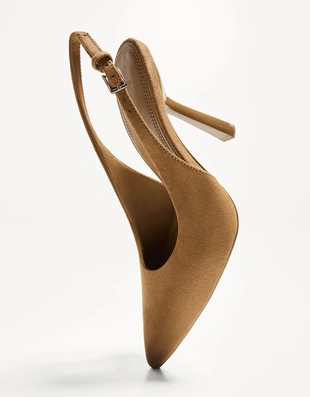 Tan|1351/664 - Bershka Туфли-мюли на среднем тонком каблуке