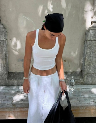 Купить Bershka Брюки из двухслойной ткани в стиле рустик с широкими штанинами