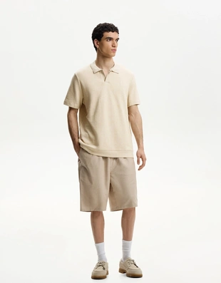 Camel|8562/777 - Bershka Поло из рельефной ткани