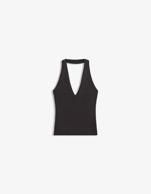 Топ из трикотажа с узором «косы» и горловиной халтер- Заказать в России