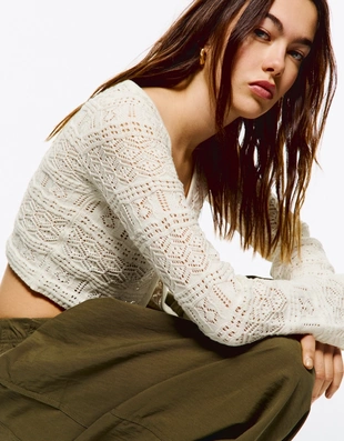 Кардиган в стиле рустик с пуговицами- Заказать в России