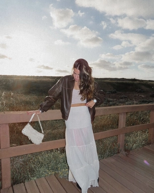 Brown|1524/718 - Bershka Куртка оверсайз из искусственной кожи