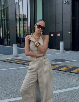 Купить Bershka Брюки BALLOON из смесового льна с защипами