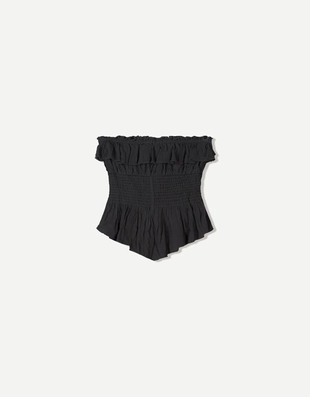 Купить Bershka Топ-бандо из рельефной ткани с воланом