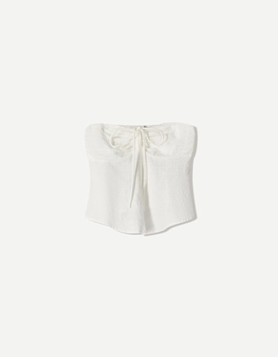 White|8803/494 - Bershka Топ бандо в стиле рустик