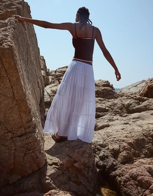 White|6073/207 - Bershka Юбка миди в стиле рустик