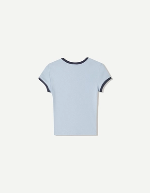 Light blue|2705/443 - Bershka Футболка с контрастным принтом