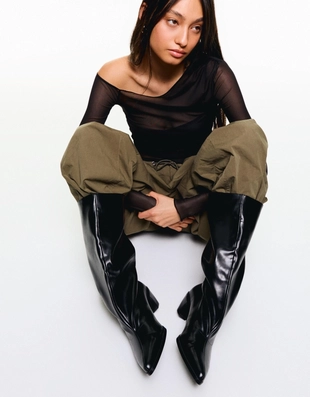 Купить Bershka Широкие сапоги на высоком каблуке