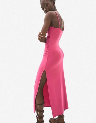 Pink|0543/714 - Bershka Платье миди на бретелях